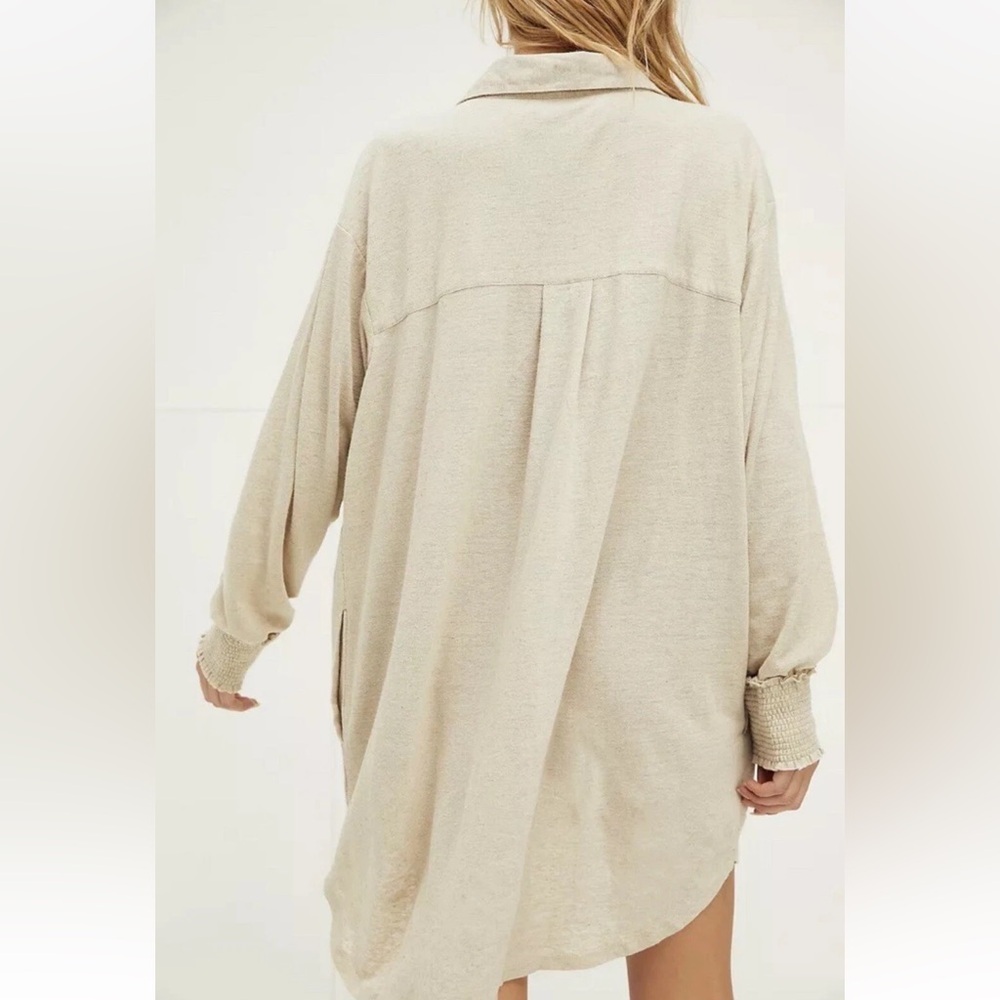 Free People Beach Women's Promenade Mini Shirt Dress Shapeless Natural XS - Picture 3 of 15